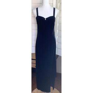 Onyx Nite by Wendye Chaitin Maxi Long Velvet Prom Dress Black Sz M USA Bodycon